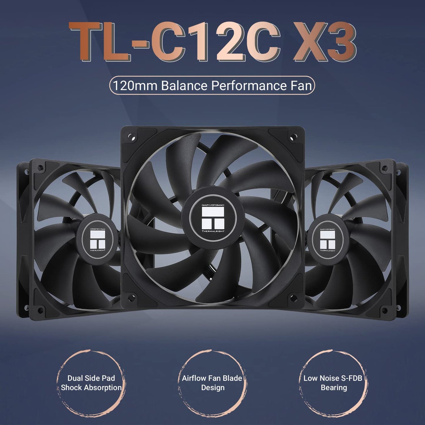 Thermalright TL-C12C X3 CPU Fan 120mm Case Cooler Fan