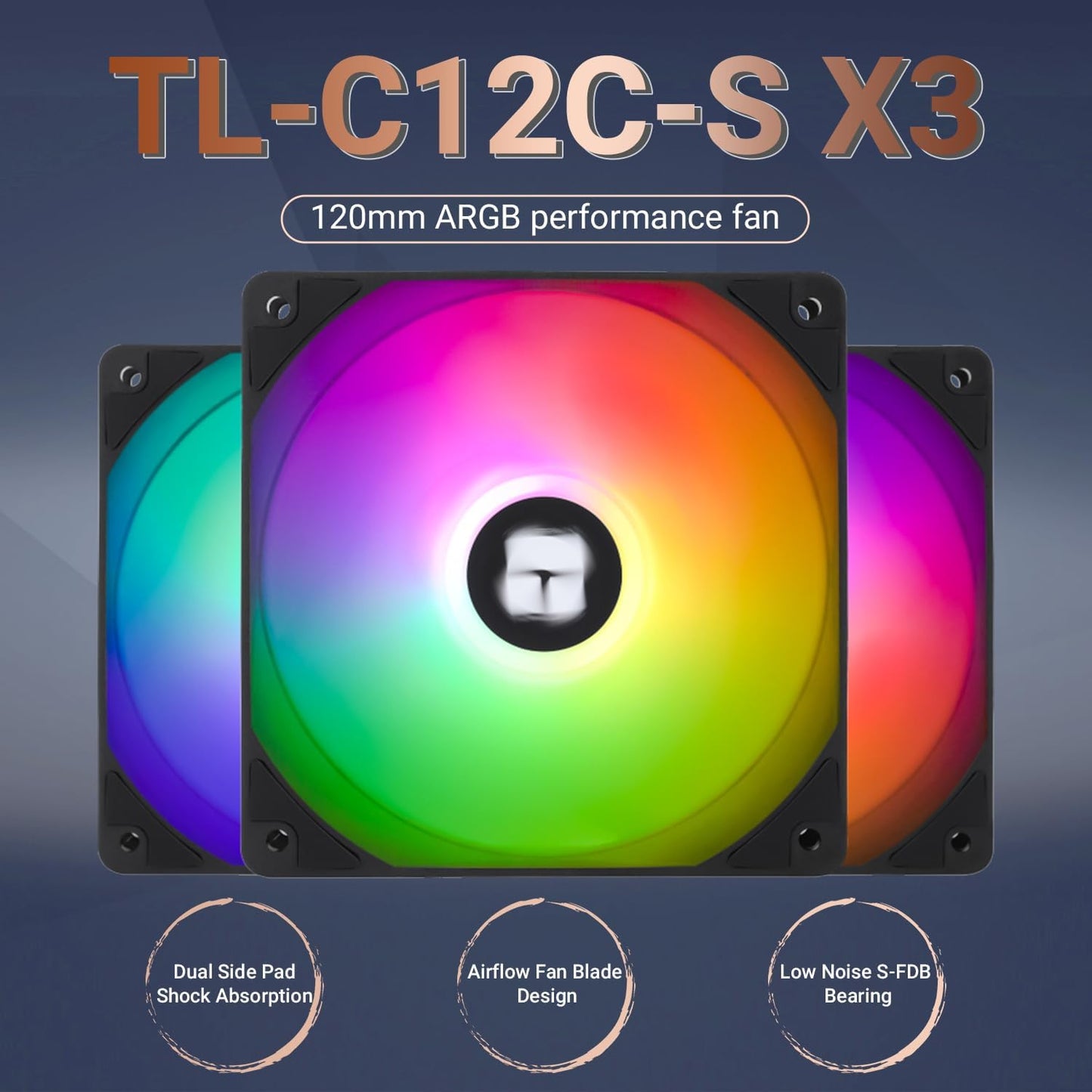 Thermalright TL-C12C-S X3 CPU Fan 120mm ARGB Case Cooler Fan