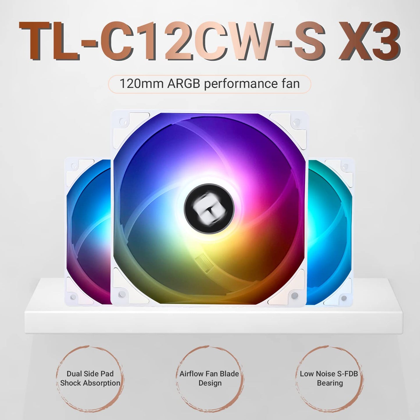 Thermalright TL-C12CW-S X3 CPU Fan 120mm White ARGB Case Cooler
